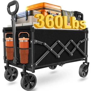 Foldable Wagon Cart with Wheels for Beach & Camp; Camping