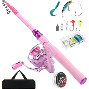 Telescopic Carbon Fiber Fishing Rod & Camp; Reel Combo with Travel Bag
