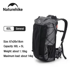 Naturehike 65L Waterproof Outdoor Hiking Backpack for Travel & Camp; Climbing