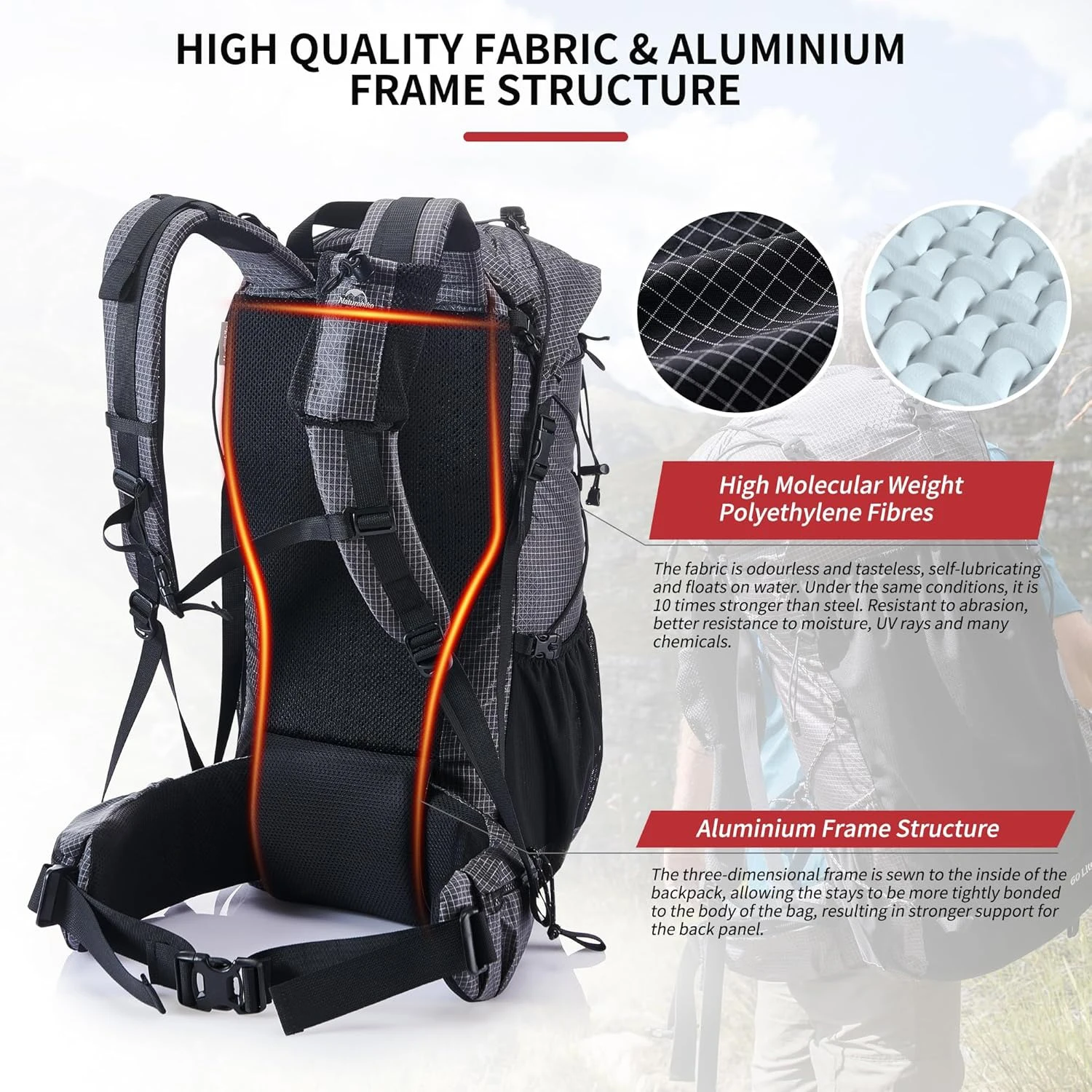 Naturehike 65L Waterproof Outdoor Hiking Backpack for Travel & Camp; Climbing - Image 4