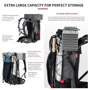 Naturehike 65L Waterproof Outdoor Hiking Backpack for Travel & Camp; Climbing - Thumbnail Image 6