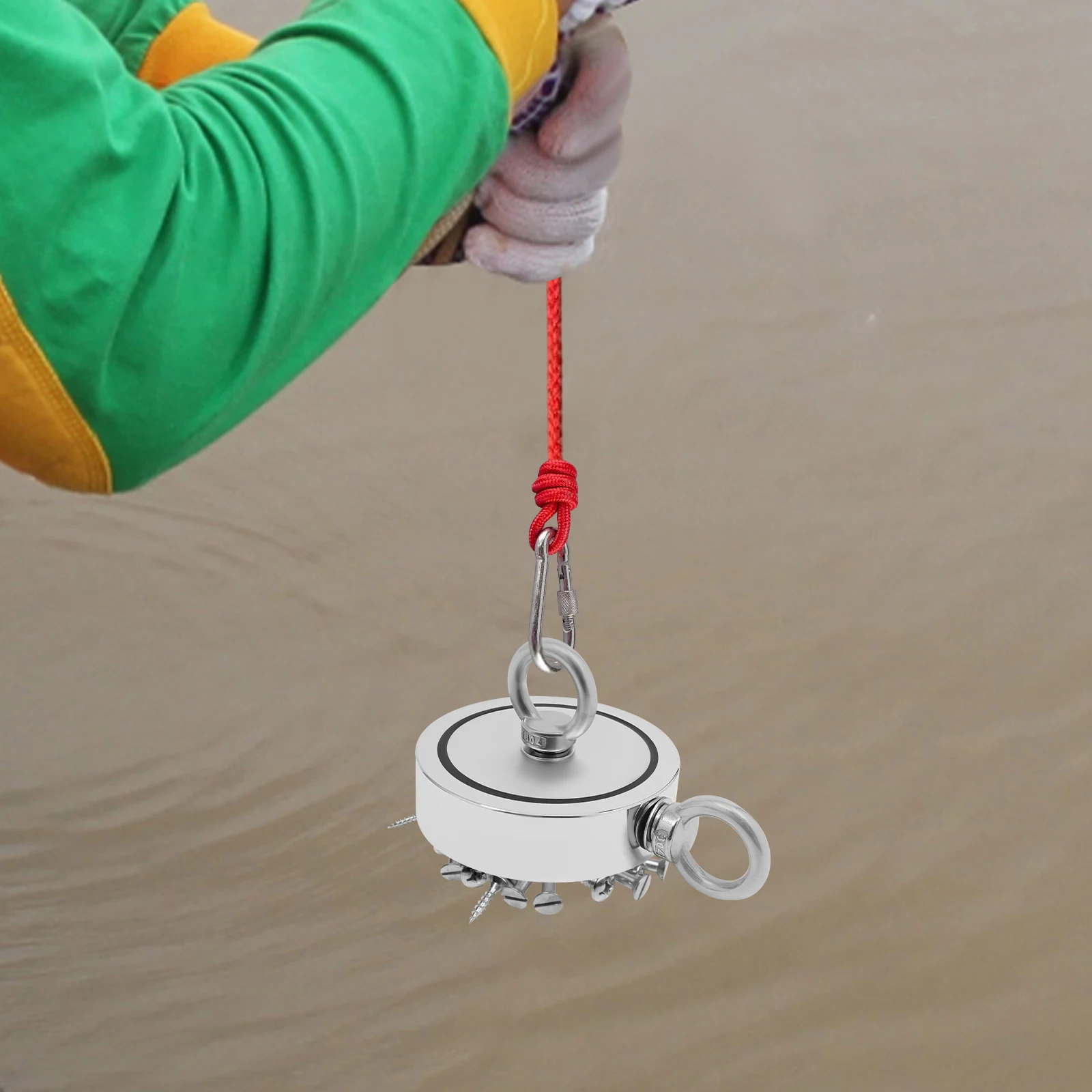Heavy-Duty Salvaging Fishing Magnet Kit, net 2000 Pounds X6mmx30m Rope + gloves - Image 4