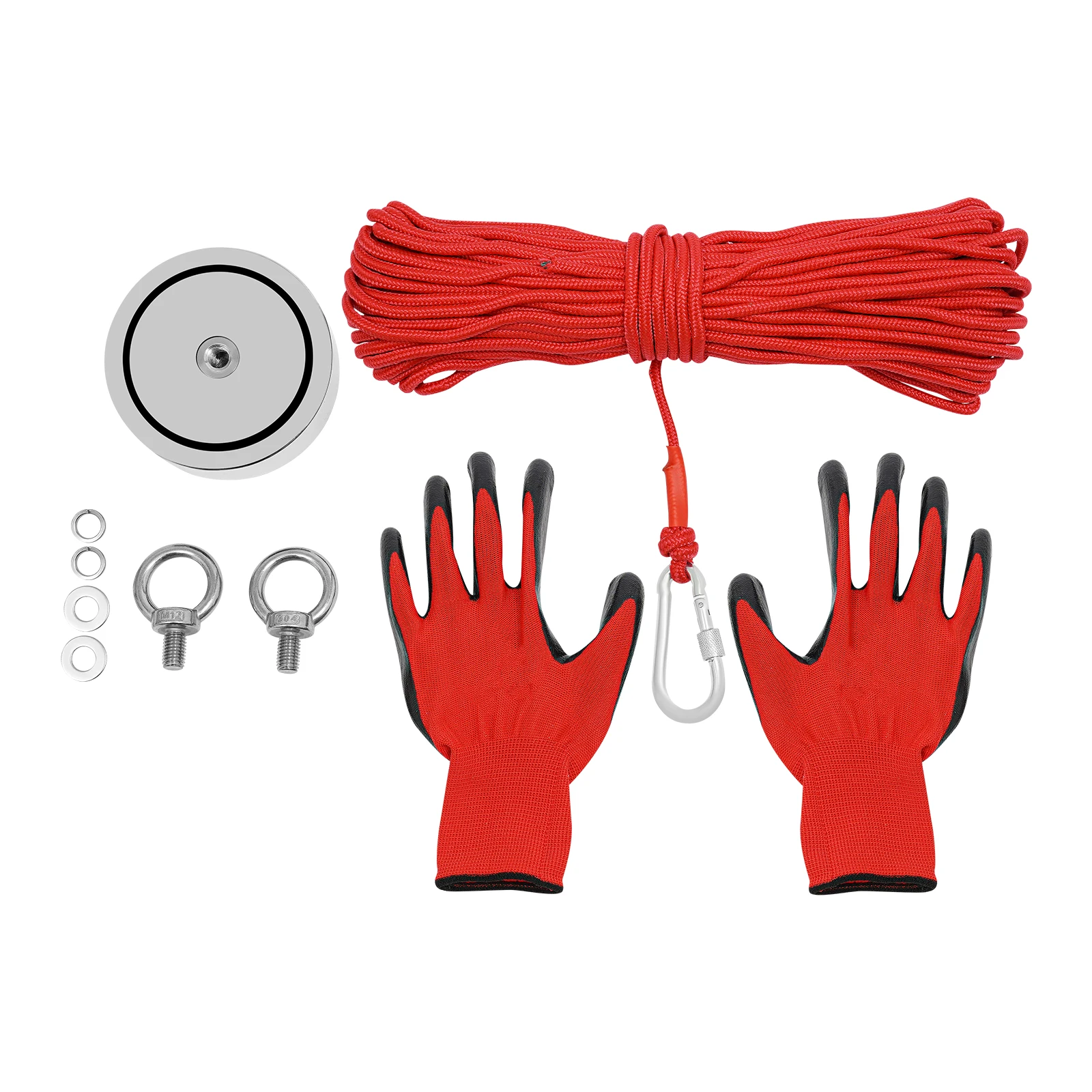Heavy-Duty Salvaging Fishing Magnet Kit, net 2000 Pounds X6mmx30m Rope + gloves - Image 7