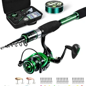 Combo, Telescoping Fishing Pole Travel Kit with Carrier Bag for Freshwater